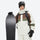 Breathable 3-layer ski jacket and pants set - white olive green and brown colorblock with white pants