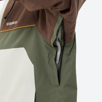 
                  
                    Unisex waterproof 3L snow jacket and pants series - white olive green and brown colorblock, for cold-weather winter sports
                  
                