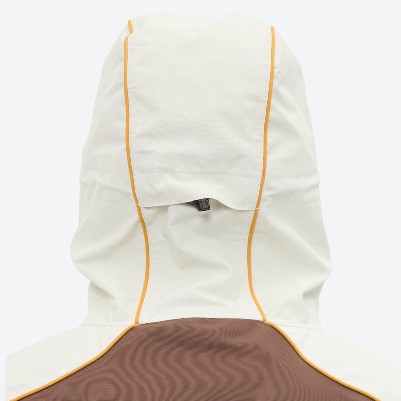 Unisex 3L snowboard jacket and pants - white olive green and brown colorblock, for cold-weather winter sports