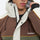 Breathable 3-layer ski jacket and pants set - white olive green and brown colorblock, for resort and backcountry days