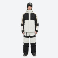 
                  
                    Breathable 3-layer ski jacket and pants set - black and white colorblock jacket with black pants
                  
                