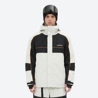 
                  
                    Breathable 3-layer ski jacket and pants set - black and white colorblock jacket with white pants
                  
                