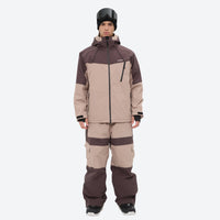 
                  
                    Unisex 3L snowboard jacket and pants - coffee brown and tan colorblock suit, for cold-weather winter sports
                  
                
