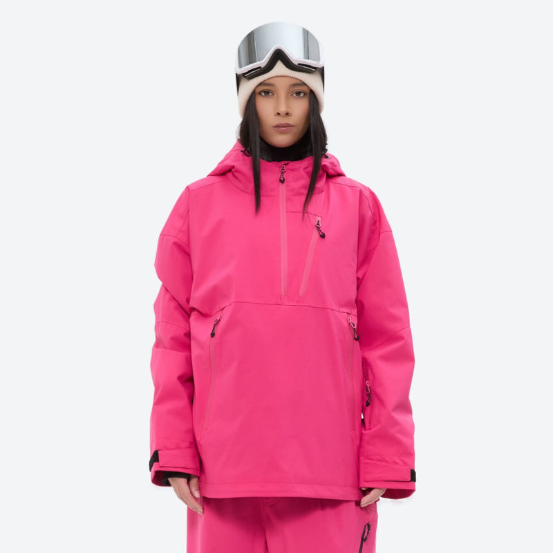 Women's waterproof 3L anorak snow jacket and pants - rose pink, for cold-weather winter sports