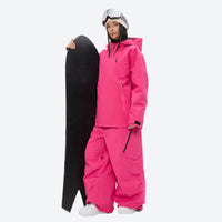
                  
                    Women's breathable ski pullover set - rose pink jacket with rose pink pants, for skiing and snowboarding
                  
                