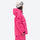 Women's 3-layer snowboard anorak and pants - rose pink, on-model side view, for resort and backcountry days