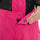 Women's breathable ski pullover set - rose pink snow pants, waist snap close-up with hand, for powder and piste riding