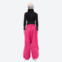 
                  
                    Women's 3-layer snowboard anorak and pants - rose pink snow pants, on-model back view, for skiing and snowboarding
                  
                