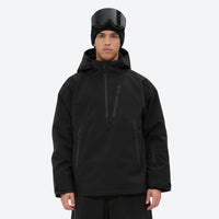
                  
                    Men's waterproof 3L snow anorak jacket and pants series - black jacket, on-model front view, for cold-weather winter sports
                  
                