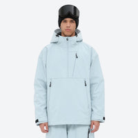 
                  
                    Men's breathable half-zip ski pullover set - ice blue jacket, on-model front view, for powder days and winter commute
                  
                