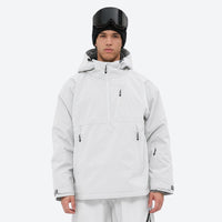 
                  
                    Men's breathable half-zip ski pullover set - light gray jacket, on-model front view, for skiing and snowboarding
                  
                