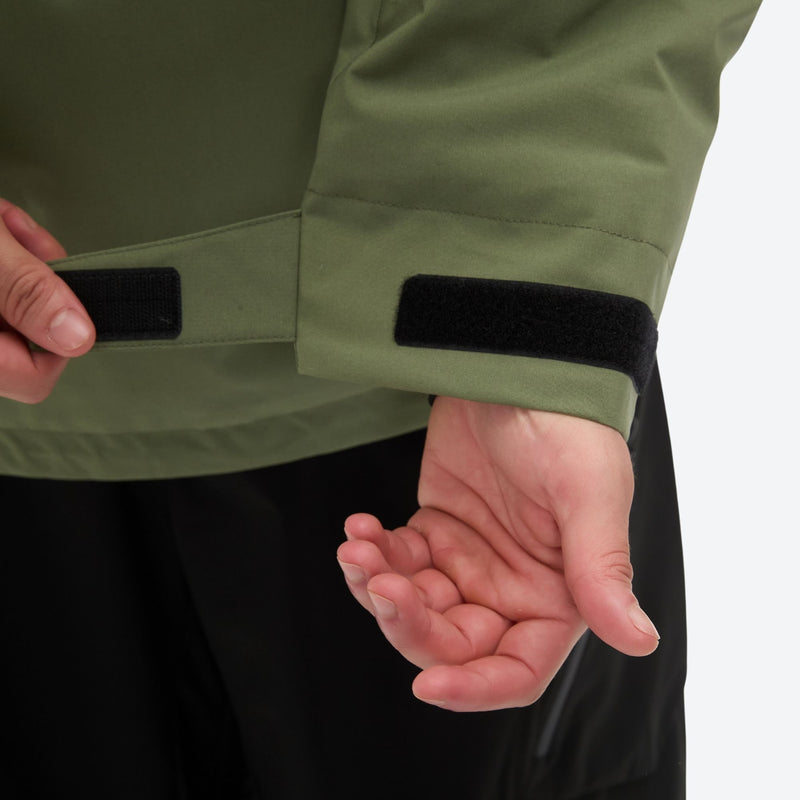 Men's waterproof 3L snow anorak jacket and pants series - sage green jacket, 3-layer waterproof breathable fabric