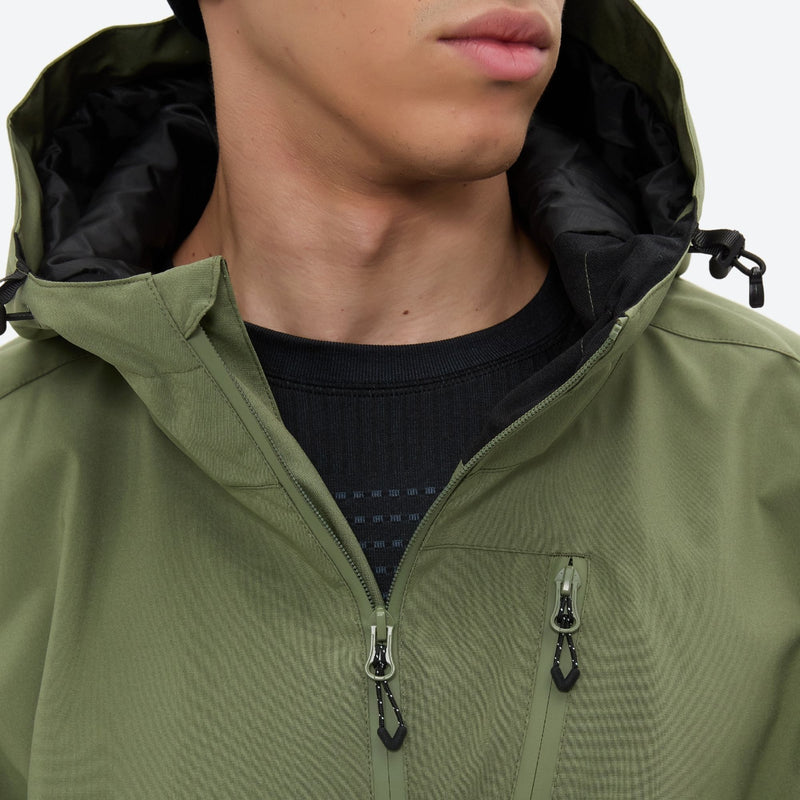 Men's waterproof 3L snow anorak jacket and pants series - sage green jacket, for resort and street wear