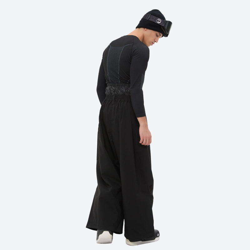 Men's breathable half-zip ski pullover set - black snow pants with black top, for resort and street wear