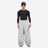 
                  
                    Men's 3-layer snowboard jacket and wide-leg pants - light gray snow pants with black top, for cold-weather winter sports
                  
                