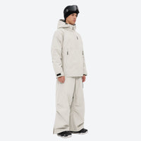 
                  
                    Men's 3-layer snowboard jacket and wide-leg pants - off-white jacket with off-white pants, for resort and street wear
                  
                