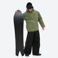 
                  
                    Men's waterproof 3L snow anorak jacket and pants series - sage green jacket with black pants, for cold-weather winter sports
                  
                