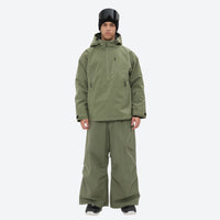 
                  
                    Men's waterproof 3L snow anorak jacket and pants series - sage green jacket with sage pants, on-model full-body front view
                  
                