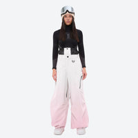 
                  
                    Women's breathable ski pullover set - white and pink gradient snow pants, on-model front view, for powder and piste riding
                  
                