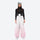 Women's breathable ski pullover set - white and pink gradient snow pants, on-model front view, for powder and piste riding