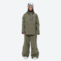 
                  
                    Women's 3-layer snowboard anorak and pants - olive green jacket with olive pants, for resort and backcountry days
                  
                