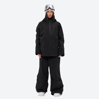 
                  
                    Women's breathable ski pullover set - black jacket with black pants, for skiing and snowboarding
                  
                