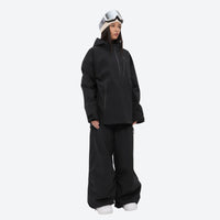 
                  
                    Women's breathable ski pullover set - black jacket with black pants, for resort and backcountry days
                  
                