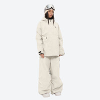 
                  
                    Women's breathable ski pullover set - cream jacket with cream pants, for cold-weather winter sports
                  
                
