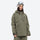 Women's breathable ski pullover set - olive green, on-model three-quarter front view, for powder and piste riding
