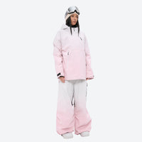 
                  
                    Women's breathable ski pullover set - light pink jacket with gradient pants, for resort and backcountry days
                  
                