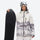 Women's breathable printed ski jacket set - white mountain print jacket, for powder and piste riding