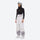Women's breathable printed ski jacket set - white mountain print snow pants with black top, for resort and backcountry days