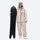 Breathable 3-layer ski jacket and suspender pants set - cream tan marble print suit, for powder and piste riding