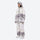 Women's breathable printed ski jacket set - white mountain print jacket with matching pants, for skiing and snowboarding