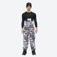 
                  
                    Unisex waterproof 3L snow jacket and bib pants series - gray camo marble print bib pants, for powder and piste riding
                  
                