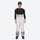 Unisex printed snowboard jacket and bibs - white marble print bib pants, on-model front view, for resort and backcountry days