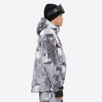 
                  
                    Unisex waterproof 3L snow jacket and bib pants series - gray camo marble print, for cold-weather winter sports
                  
                