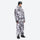 Breathable 3-layer ski jacket and suspender pants set - gray camo marble print suit, for resort and backcountry days