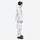 Breathable 3-layer ski jacket and suspender pants set - white marble print suit, for cold-weather winter sports