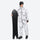 Unisex printed snowboard jacket and bibs - white marble print suit, for cold-weather winter sports