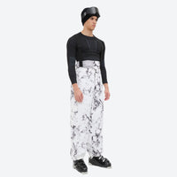 
                  
                    Breathable 3-layer ski jacket and suspender pants set - white marble print bib pants, for skiing and snowboarding
                  
                