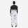 Unisex printed snowboard jacket and bibs - white marble print bib pants, on-model back view, for resort and backcountry days