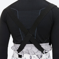 
                  
                    Unisex printed snowboard jacket and bibs - white marble print bib pants, for skiing and snowboarding
                  
                