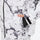 Breathable 3-layer ski jacket and suspender pants set - white marble print, fully taped seams keep snow out