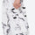 Breathable 3-layer ski jacket and suspender pants set - white marble print bib pants, for resort and backcountry days