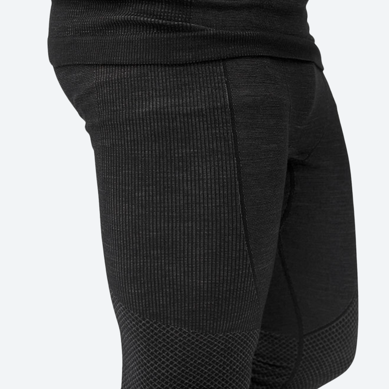 Breathable merino compression top and pants set - black merino compression suit pants, for layering under ski wear