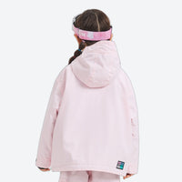 
                  
                    Kids breathable 2-layer ski suit - pink kids jacket, on-model back view, for cold-weather winter sports
                  
                