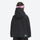 Kids snowboard jacket and pants with snow gaiters - black kids jacket, on-model back view, for snow play and winter commute