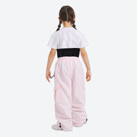 
                  
                    Kids waterproof 2L snow jacket and pants set - pink kids snow pants with white tee, for snow play and winter commute
                  
                