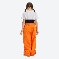 
                  
                    Kids breathable 2-layer ski suit - orange kids snow pants with white tee, for kids skiing and snowboarding
                  
                
